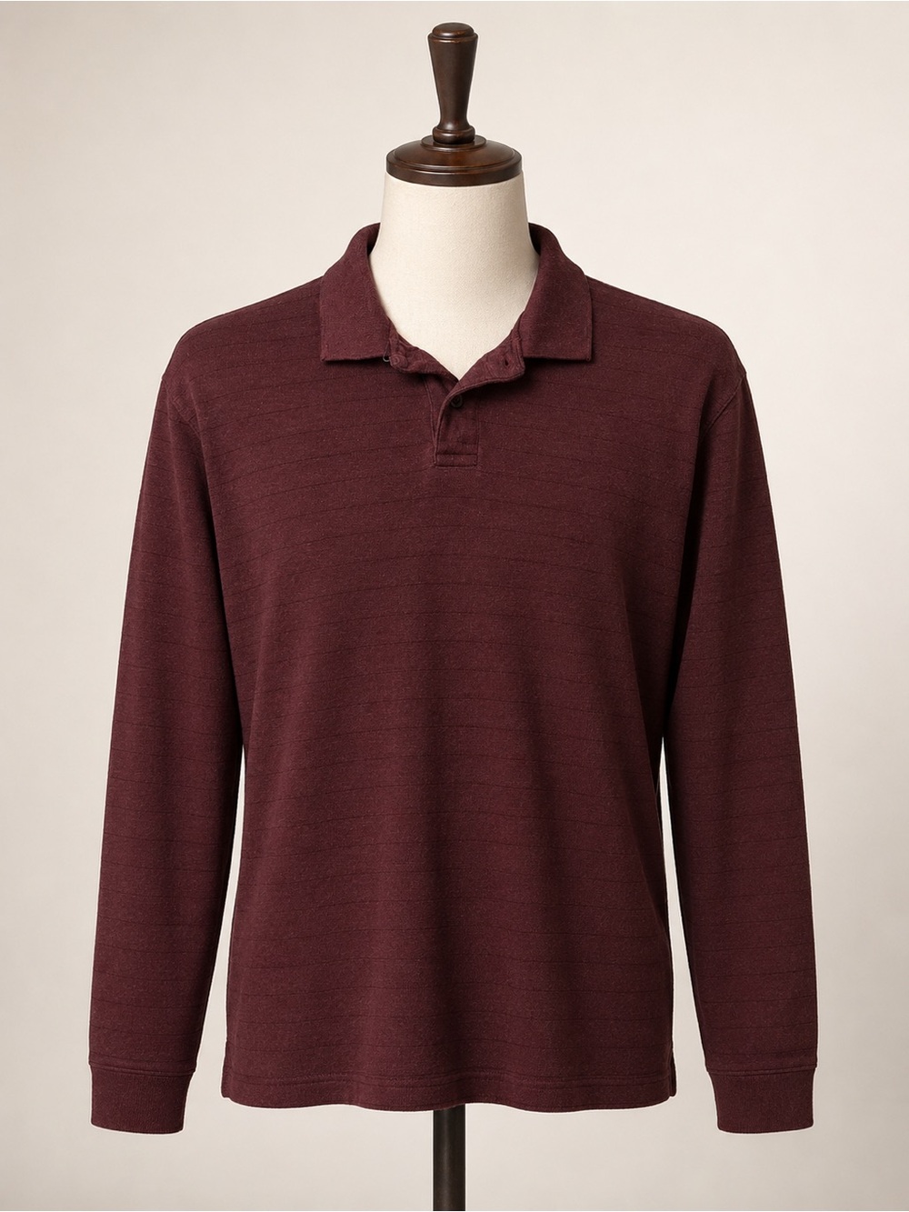 Men's Long-Sleeve Polo Shirt in Burgundy